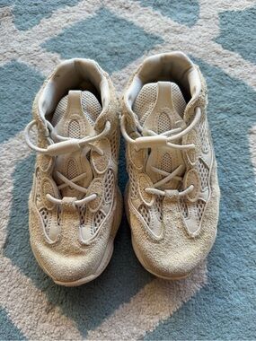 Yeezy Kids Beige/Tan Mesh & Suede Sneakers